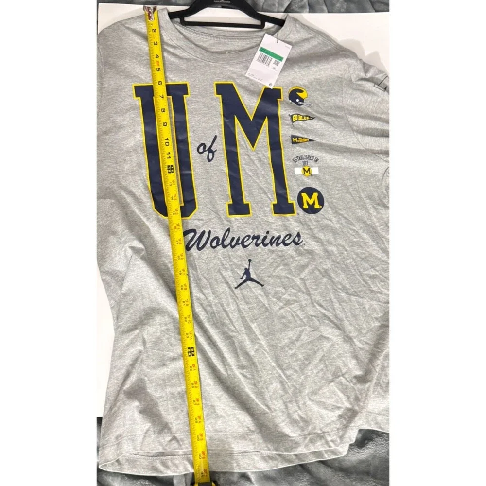 Michigan Wolverines Nike Shirt XL Gray Long Sleeve Jordan Logo NWT